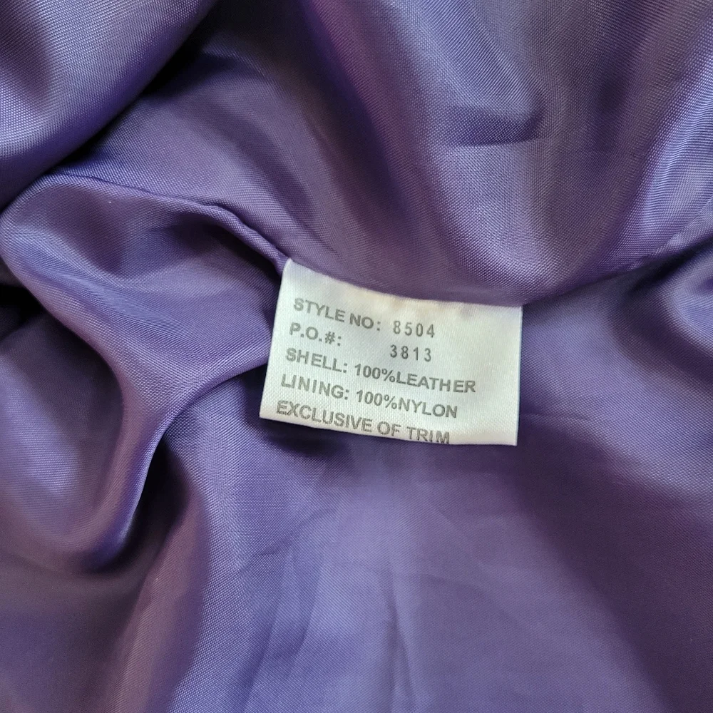 Margaret Godfrey VTG Purple Suede Leather Long Jacket Boho Western Sz 12 - Picture 10 of 10